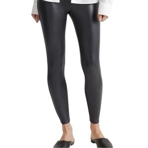 Quince Women’s Small Black Faux Leather Casual Pull On Full Length Leggings